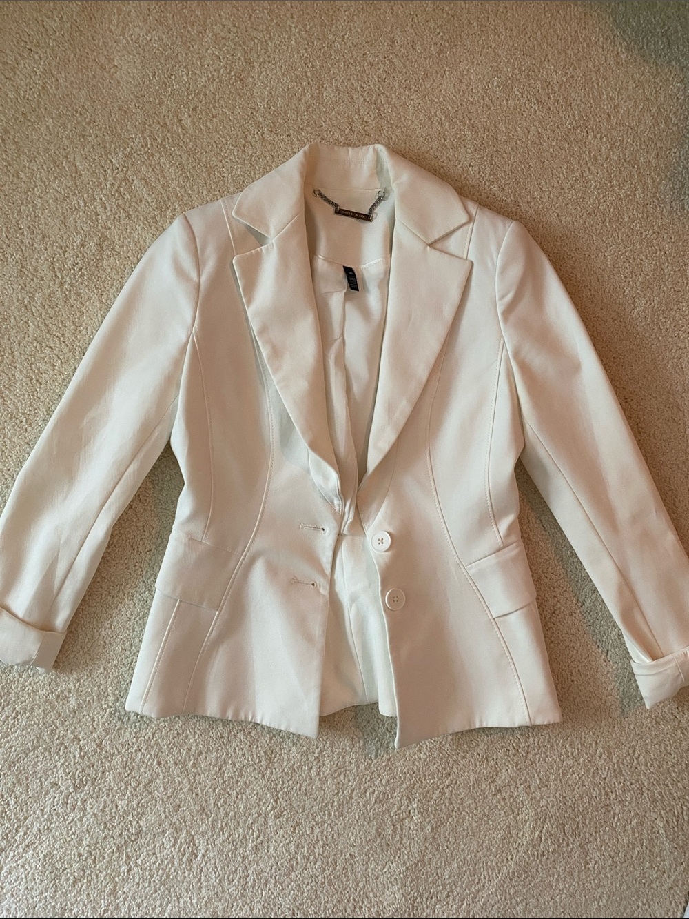 White House Black Market Tailored Women's Blazer Jacket in Cream Size 00